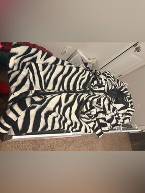 Nasty Gal Black and White Zebra Faux Fur Trench Coat